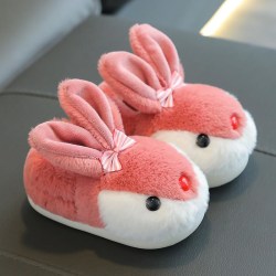 Barn Bunny Tofflor Vinter Plysch Tofflor Halkfria varma sandaler för barn Red 30-31
