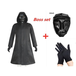 Ny Squid Game Boss Costume + Mask + Handskar, vuxenstil Xs-xxxl XS