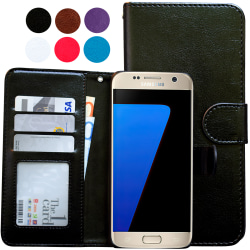 Läderplånbok för Samsung S7 Edge - Stil & Skydd Svart