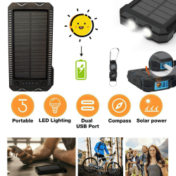 Vattentålig Powerbank med Solceller Batteriladdare 10000mAh