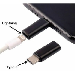 Lightning iPhone Female to Type C USB-C Uros - Pikalatausmainos Svart