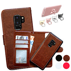 Samsung Galaxy S9 Plus - Läderfodral / Magnet Skal Svart