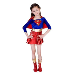 Halloween Födelsedag Supergirls Cosplay Kostym Barn Barn Super Girls Klänning Present Party Fancy L 120-130cm height
