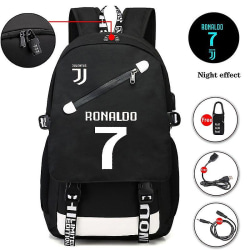 Ronaldo USB Ryggsäck Skolväska För Teenage Fotboll Ryggsäck