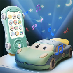 Toy Phone Projection Car Baby Present med musik och ljusinlärning