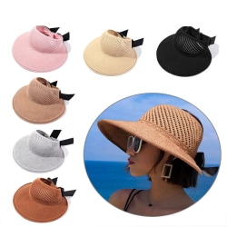 Womens Summer Wide Brim Foldable Sun Hat Anti-uv Beach Visor Cap black