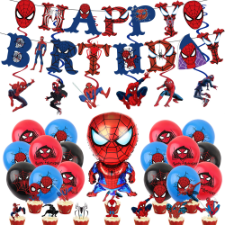 Spiderman Födelsedagsdekorationer Ballonger Banner Supplies