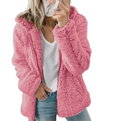 Kvinnors nya huva ylle fleece höst och vinter jacka rockar Pink XL