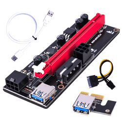 6-pin PCI-E Express USB3.0 1x to 16x Extender Riser Card Adapter White