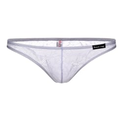 Män Sexig spets genomskinlig underkläder Boxer Thong Underkläder Trosor white XL