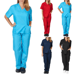 Kvinnor Skrubba Läkare Enhetlig Sjuksköterska Sjukhusbyxor Set Red XL