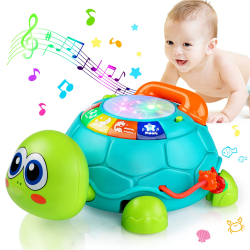 Musikaliska sköldpaddspresenter Havsroterande sensoriska leksaker för småbarn