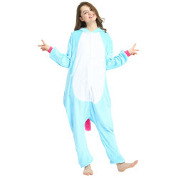 Unisex vuxen Onesie pyjamas plysch en bit blue M
