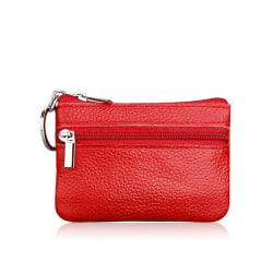 Kvinnors myntväska i läder Miniväska Myntväska med nyckelring red