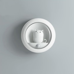 LED Nattlampa Mini Katt Vägghängande Sensor Lampa USB Laddning White Cat Pattern
