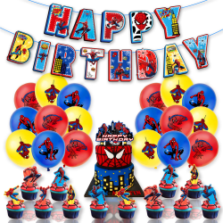 Spider-man Favors Party Supplies Set Birthday Banner Cake Topper