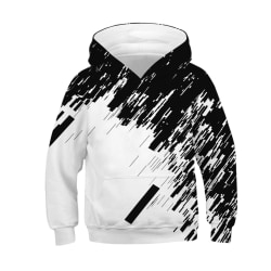 Kids Digital Print Hooded Pullover Long Sleeve Casual Sweater dark black 2 L