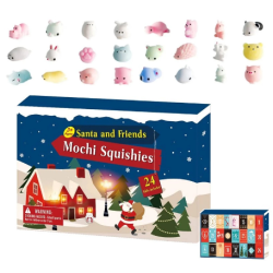 24pcs Christmas Advent Countdown Toy Cute Animals Mochi Calendar