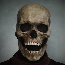 Halloween Cosplay Moving Jaw Full Head Skull Mask Scary Skeleton dark color