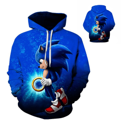 Sonic Hedgehog Kids 3D Hoodie Pullover Sweatshirts med ficka 140cm