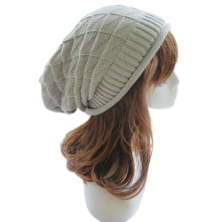 Män Dam Stickad Woolly Winter Oversized Slouch Beanie Hat Cap light grey