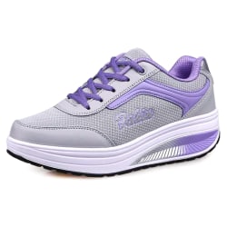 Chunky sneakers för kvinnor med snörning av sporttränare Atletiska skor grey purple 39