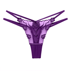 Kvinnors sexiga broderade damtrosor G-string underkläder Purple