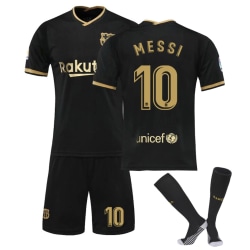 Barcelona Jersey No.10 Messi Soccer Football Suit With Socks Black Gold No. 10 10-11Y