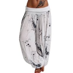 Kvinnor Boho Harem Pants Yoga Casual Baggy Hareem Byxa white XL