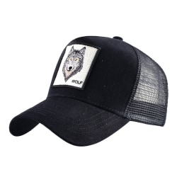 Djurbroderad Mesh Back Trucker Hat Sommar Baseball Cap Wolf