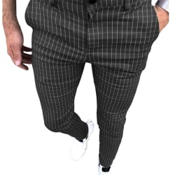 Man Formal Business Work Outdoor Pants Casual Pattern Trousers Black S