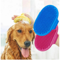 Pets Silicone Washing Comb Dog Cat Bath Brush Grooming Massage green