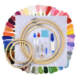 Bambu korsstygn broderi färgglada Craft startpaket 50 Embroidery circle+50 Line