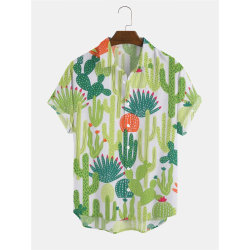 Printed kortärmad skjorta Summer Beach Baggy T-Shirt Toppar 2XL