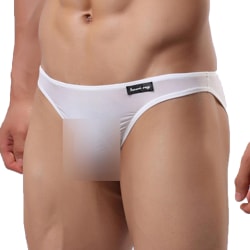 Män Mesh Brief Big Bulge Pouch Sexiga Låg Midja Underkläder Trosor white XL