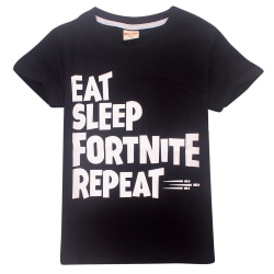 T-shirt med tryck "Eat Sleep Fortnite Repeat" Black Letter 160 cm