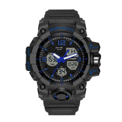 Militär watch för män Dual Display Vattentät Sport Digital Gift Black blue