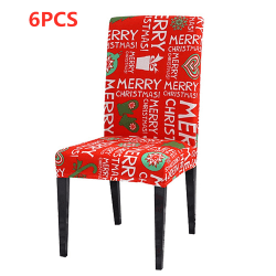 6PCS Christmas Dining Elastic Chair Cover Xmas Party Decorating letter 6PCS