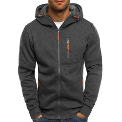 Man Hoody Fleece Warm Hoodies Jacka Coat Sweatshirt Jumper Dark Grey XL