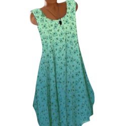 Kvinnors sommar ärmlös blommig klänning Gradient Swing Holiday Green 5XL