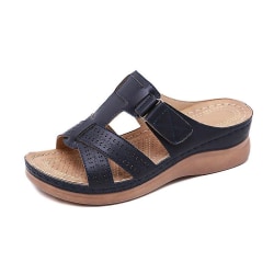 Sommar kvinnor Premium ortopediska sandaler med öppen tå Black 38