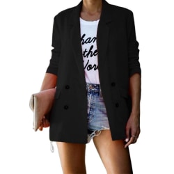Kvinnor Casual Overcoat Trench Coat Blazer Kostym Jacka Work Outwear Topp svart XL