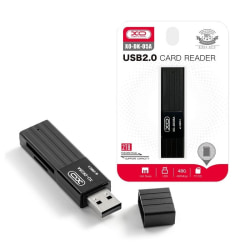 2-i-1 USB Minneskortsläsare Micro-SD/SD/TF Läsare Svart