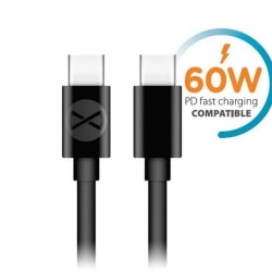 60W USB-C To USB-C PD Snabbladdning kabel Samsung S22/S21/S20 1m Svart