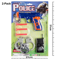 2-Pack Leksaker Polis set - Pistol/ Walky-talky/Badge/ Handcuff/ multifärg