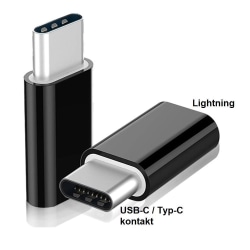 Lightning till USB-C / Typ-C Adapter - Laddning / Dataöverföring Svart