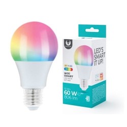 Smart RGB LED E27 Wifi pære 10W / 60W, 806lm Multicolor