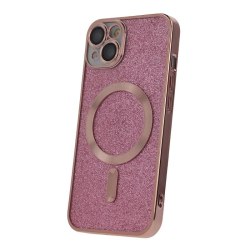 iPhone 14 - Magasafe 2in1 Glitter / läpinäkyvä Chrome-kuori Pink