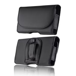 Eco-læder mobil bæltehylster til mobil størrelse op til 6" Black