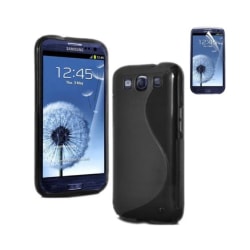 Samsung Galaxy S3 TPU Skal - Transparent Svart + Displayskydd Svart